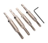4 Pièces Foret Auto-centreur en Acier Carbure Guide Renforcé | Perçage sans Bavure, Positionnement Stable, Adapté aux Charnières de Meubles et Bois, Usage Menuiserie et Ébénisterie