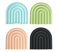 4 Pièces Forme du Nuage Dessous De Plat Silicone, Antidérapant Et Résistant à La Chaleur sous Plat De Table, Multifonctionnel Dessous De Plats, Convient Aux Pots, Tasses, Bols(Gris, Bleu, Rose, Vert)