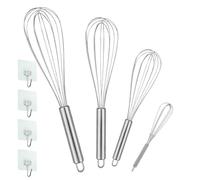 Set de cuisine en acier inoxydable, 4 pièces, argenté, 21-29 cm, batteur à main