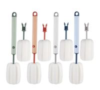4 Pièces Goupillon Bouteille avec 4 Têtes de Brosse de Rechange | Ecouvillon Brosses Bouteille avec Long Manche, Goupillon Biberon, pour Tasses, Verres à vin, Biberons