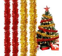 4 Pièces Guirlande de Décoration Noël (200cm) Guirlandes de Sapin Noel | Guirlande Métallique Brillante Ornements, Noël Garland, Grinalda Natal, Décoration Cheminée Fenêtre Mur Porte