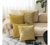 4 pièces Housses de coussin décoratif, motif géométrique, 100% fibre de polyester hypoallergénique, matériau de lin vintage, fermeture éclair cachée, lavable en machine, design de ligne moderne minima