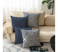 4 pièces Housses de coussin décoratifs, motif géométrique, 100% fibre de polyester hypoallergénique, matériau de lin vintage, fermeture éclair invisible, lavable en machine, design de ligne moderne mi