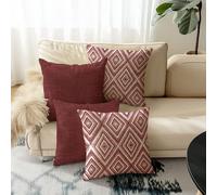 4 pièces Housses de coussin décoratifs, motif géométrique, 100% fibre de polyester hypoallergénique, matériau de lin vintage, fermeture éclair cachée, lavable en machine, design de ligne moderne minim