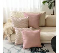 4 pièces Housses de coussin décoratifs, motif géométrique, 100% fibre de polyester hypoallergénique, matériau de lin vintage, fermeture à glissière invisible, lavable en machine, design de ligne moder