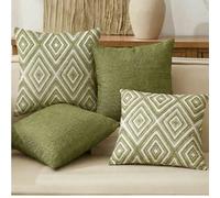 4 pièces Housses de coussin décoratifs, motif géométrique, 100% fibre de polyester hypoallergénique, matériau de lin vintage, fermeture éclair cachée, lavable en machine, design de ligne moderne minim