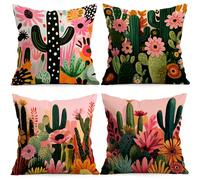4 pièces Housses de coussin en velours imprimé style bohème cactus, 100% polyester, décoration pour salon, chambre à coucher, 40x40cm/45x45cm/50x50cm, sans insert de coussin 40*40,45*45,50*50AnimalPol