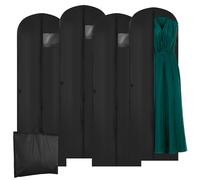 4 Pièces Housses de Vêtements Longue Housses Robe de Mariée,Pliable Housse Robe Noir avec Fenêtre Visible,sac de vêtements de mariage, sac de vêtements de soirée