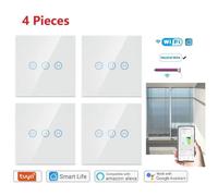 4 Pièces Interrupteur Intelligent WiFi,avec Alexa,Smart Life,Tuya App,Pour portes électriques,volets roulants.Blanc