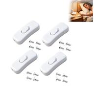 4 Pièces Interrupteur Lampe de Chevet,Interrupteurs à Bascule Bi-Polaires 2A 250V, Interrupteur Bipolaire pour Lampe Inline 2 ou 3 Ligne,pour Petits Appareils,Lampes de Bureau et de Chevet (Blanc)