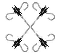 4 pièces Isolateur de Clôture Électrique à Vis pour Poteau en Bois, noir | Double Crochet en PP et Acier Galvanisé, Raccordement Stable pour Ruban Électrique, Barrières de Pâturage et Élevage