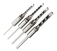 4 Pièces Kit de Mèches Sculpture sur Bois, Acier Allié, Rainure en | Outils pour Installation et Décoration, Haute Dureté, Évacuation des Copeaux, Couleur Argenté, Lot de Perçage