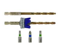 Tivoly • Kit Terrasse • Foret Ø5mm avec Fraisoir • Mèche & Fraise 2 en 1 Bois-Métal • 3 Embouts de Vissage INOX • Foret de Rechange Fourni • Butée de Profondeur Réglagle