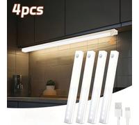 4 pièces Lampes à détecteur de mouvement, Barres de veilleuses de chambre, Lumières LED rechargeables USB, Convient pour la chambre, le placard, le couloir et les escaliers, 50 cm/30 cm/20 cm/10 cm, L