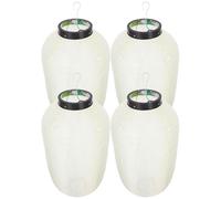 4 Pièces Lanterne Japonaise Suspendue en Soie et Fer Beige | Éclairage D’ambiance, Style Japonerie Élégant, pour Allées de Jardin et Entrées de Restaurant
