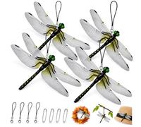 4 Pièces Libellules 3D Simulées, Décoration Jardin, Anti-Moustique, avec Corde et Épingle, pour Extérieur et Pêche