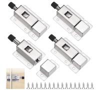 4 Pièces Loquet a Ressort Automatique, Targette de Porte avec 24 Vis | Loquet Porte Inox, Verrou a Ressort, Targette de Porte, Loqueteau pour Chambres À Coucher, Armoires, Stores, Portes de Jardin