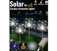 4 pièces Lumière solaire d'artifice extérieure 240/320 - IP65 étanche, 8 modes de clignotement, lumière de paysage DIY pour festival, lumière d'éclatement d'étoile LED, convient pour le jardin, la cou