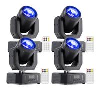 4 pièces Lyre LED 30W Mini Beam Jeux de Lumiere RGBW lumière de scène avec Télécommande 5 modes commande Stroboscopique DMX512 pour Disco DJ Club Fête Bar