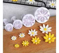 4 pièces Mariage marguerite fleur gâteau plongeur fondant emporte-pièce moule, prune cuisson décoration biscuit timbre pour accessoires de cuisine Taille UniquePolypropylène