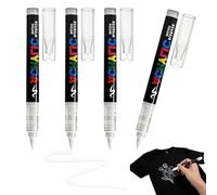 4 Pièces Marqueurs Textiles Blancs Lavables en Machine, Feutres Textiles Permanents, Stylo Textile Indélébile, Marqueur Blanc Indélébile avec Pointe Souple 1-6mm pour Peinture Personnalisée sur Tissu