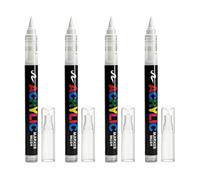 4 Pièces Marqueurs Textiles Blancs Lavables en Machine, Feutres Textiles Permanents, Stylo Textile Indélébile, Marqueur Blanc Indélébile avec Pointe Souple 1-6mm pour Peinture Personnalisée sur Tissu