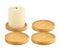 4 Pièces Métal Bougeoir Plateau Bougie Support Mat Bougie Porte Pilier Coupelle Candle Holder Decoration Bougeoirs Fer Noir Decoratif Candelabra Centerpieces,pour Aux Bougies Piliers (Bois Brut)