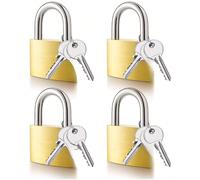 4 pièces Mini cadenas, cadenas en acier léger et durable, serrures de boîte, serrures à loquet, serrures de casier de gym, serrures de cahier, design compact doré, chaque cadenas est livré avec 2 clés
