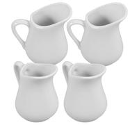 4 Pièces Mini Pichet pour Lait Café en Céramique 80ml, Blanc | Latte Art et Beurre Chaud, Forme Élégante et Délicate, Léger, Facile à Nettoyer, à Emporter