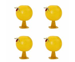 4 Pièces Mouches de Fruits Jaunes Boules, Fruits Multifonction Pièges à Insectes Volants Boule, Attrape Moucherons Cuisine