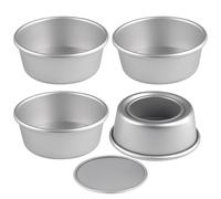 4 Pieces Moule a Gateau Rond 11cm/4in, Anodisé Moule Aluminium | Moule a Genoise avec Fond Amovible, Moule a Cake Moule à Manqué pour Fours Domestiques et Friteuses à Air Chaud