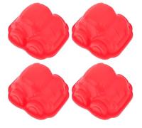 4 pièces Moule à Gâteau Voiture en Silicone Rouge 9x9x5 CM | Démoulage Facile, Surface Antiadhésive, Portions Individuelles, pour Mousse et Gâteaux au Chocolat Couleur Aléatoire