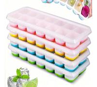 4 pièces Moules en silicone, Démoulage facile et flexible, 14 cavités 4 couleurs mélangées, avec couvercle amovible anti-débordement, empilables, accessoires de cuisine, petit ustensile de cuisine Ver