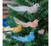 4 Pièces Ornements De Noël à Suspendre, Ornements d'oiseaux pour Arbre De Noël, Ornements De Noël pour L'artisanat, Ornements d'oiseaux à Paillettes pour La Décoration d'arbre De Noël