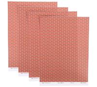 4 Pièces Papier Peint Miniature Effet Brique Marron en PVC | Décor Autocollant, Application Douce sur Surface, pour Dioramas et Murs de Pièces Miniatures