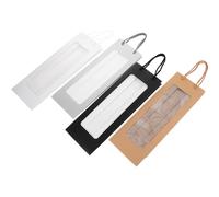 4 Pièces Paquet à Vin en Papier Transparent à Poignée | Emballage Présent pour Mariage, Portage Facile au Quotidien, Tenue pour Transport