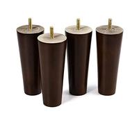 4 Pièces Pattes de Meubles Pieds de Table en Bois Massif Meubles de Remplacement Cône Droit Coniques Pieds pour Canapé Lit Armoire Chaise Meubles Jambes,M8 Vis,Noyer(40cm)