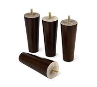 4 Pièces Pattes de Meubles Pieds de Table en Bois Massif Meubles de Remplacement Cône Droit Coniques Pieds pour Canapé Lit Armoire Chaise Meubles Jambes,M10 Vis,Noyer(25cm)
