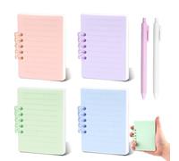 4 Pièces Petit Carnet de Notes de Poche A7, Cahier Spirale Mini Bloc Note 160 Pages avec 2 Stylos, Amovible Carnet de Voyage Carnet de Poche Cahier Note pour École Bureau Travail (Colorée)