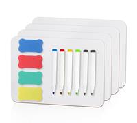 4 Pièces Petit Tableau Blanc Effacable, A4 Ardoise Blanche Effacable Double Face, Whiteboards White Board avec 6 Stylos et 4 Gommes pour Maison Bureau à Domicile en Classe
