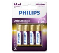 4x Batteries AA 1,5V Philips Lithium Ultra Longue Durée FR6 LR6