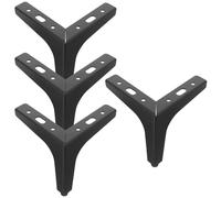 4 Pièces Pied de Meuble en Fer Noir Réglable, Support Triangulaire | Rehausse la Hauteur, Installation Facile, Protège le Mobilier, Pièce de Remplacement pour Canapé d Angle