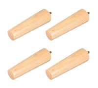 4 Pièces Pieds de Meuble en Bois Beige, Élégants pour Bureau | Texture Naturelle Polie à Main, Finition Lisse Revêtement Protecteur, Patins Antidérapants au Sol