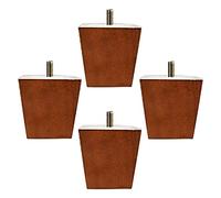4 Pièces Pieds de Meubles en Bois Massif,Pattes de Lit ?en Pin,Remplacement Pattes de Table en Bois,Carré Pyramide Jambes de Canapé,Écrou M10 Pré Installé,Couleur: Noyer (8cm)
