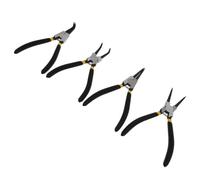 4 Pièces Pince à Circlips Intérieure 7 Pouces, Jeu de Acier | Ouverture Intérieure et Extérieure, Formes Droite et Courbe, Usage Manuel Main, Finition Noire Antidérapante