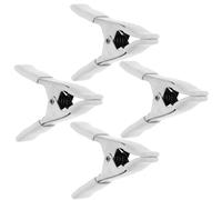 4 Pièces Pince à Ressort A Robuste 4 Pouces Nickelée, Blanc | PVC et Acier, Poignées Antidérapantes, Usage Table, Mousse, Couture, Déco Mariage