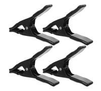 4 Pièces Pince à Ressort Lourde 4 Pouces A Forme PVC Noir | Conception à Double Couche, Embouts en PVC, Ressort Fiable, Utilisation Main, Compacte et Gain de Place