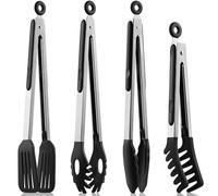 4 Pièces Pince de Cuisine, Pince Cuisine, Pince à Spaghetti Pinces à Pâtes Pince Barbecue en Acier Inoxydable avec Embouts en Silicone, Pour Cuisine, Spaghetti et Nouilles, Salade, Barbecue (4 Pièces)