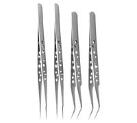 4 Pièces Pince de Précision en Acier Inoxydable, Pointe Droite et | Bijoux et Électronique, Portable en Déplacement, Usage Laboratoire, Finition Argenté, Prise Confortable