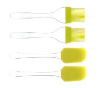 4 Pièces Pinceau à Badigeonner pour Barbecue en Silicone, Vert | Outil Cuisine Portable, Usage Cuisson et Extérieur, N’abîme Pas les Ustensiles, pour Sauce